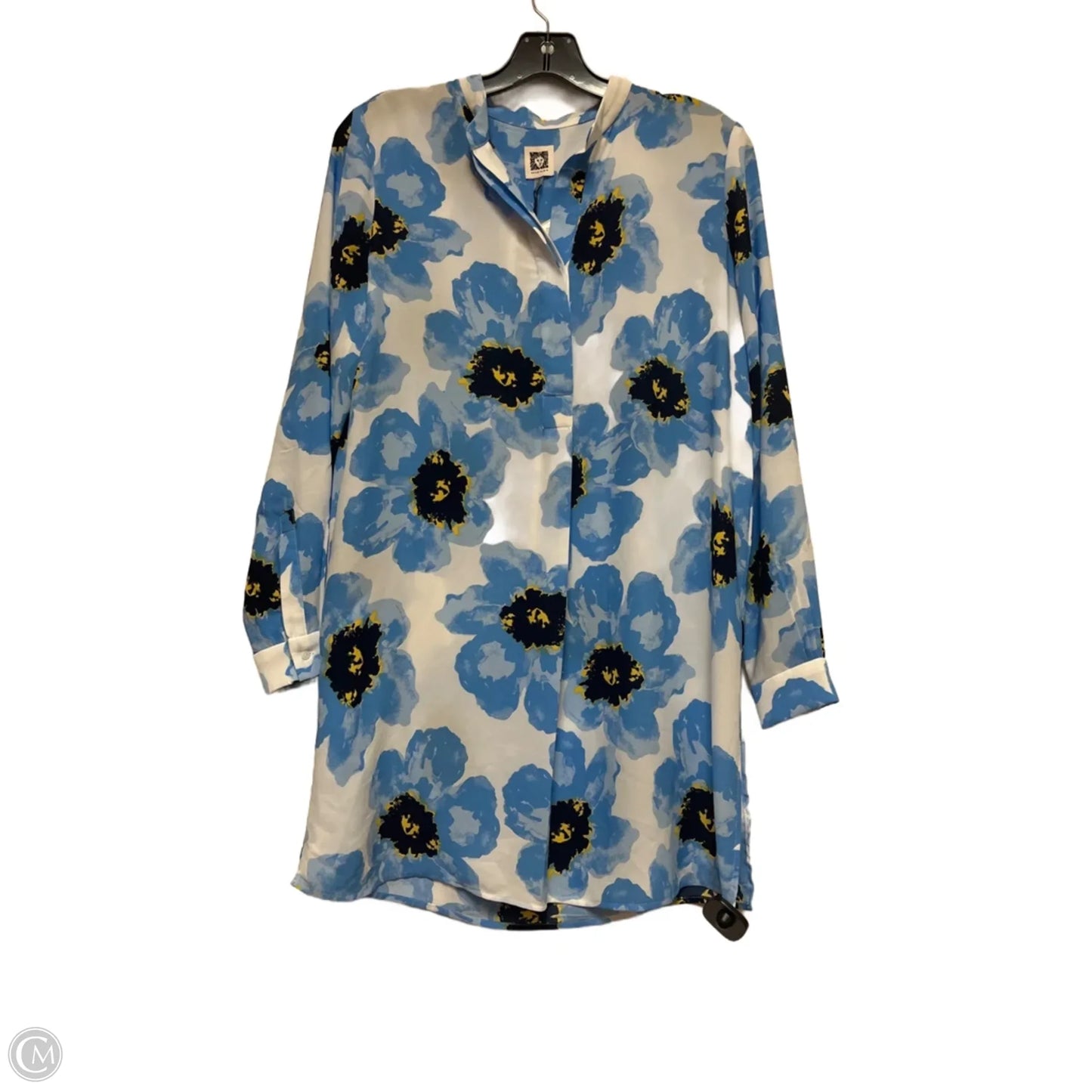 Top Long Sleeve By Anne Klein In Blue & White, Size: Xs
