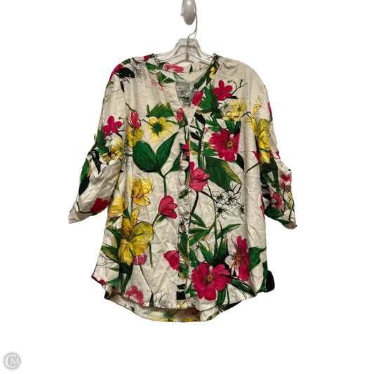 Top Short Sleeve By Cupio In Floral Print, Size: L
