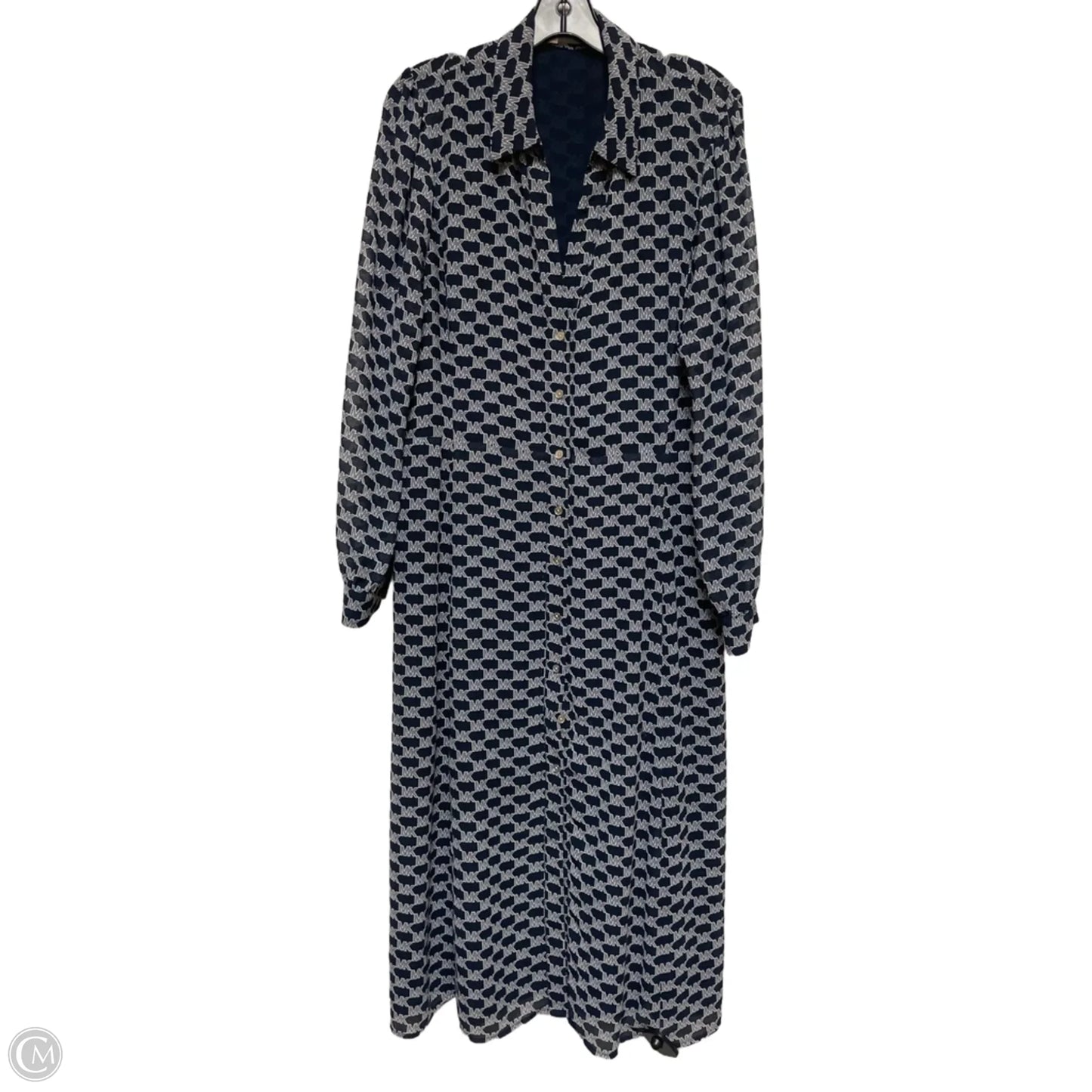 Dress Casual Maxi By Michael By Michael Kors In Blue & White, Size: Xl