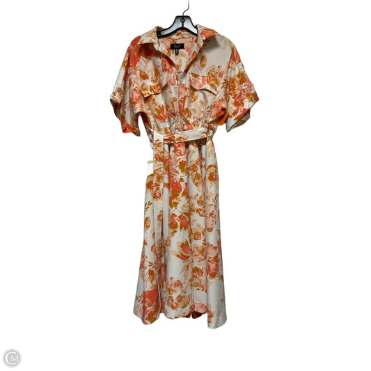 Dress Casual Midi By Rafaella In Orange & White, Size: Mp
