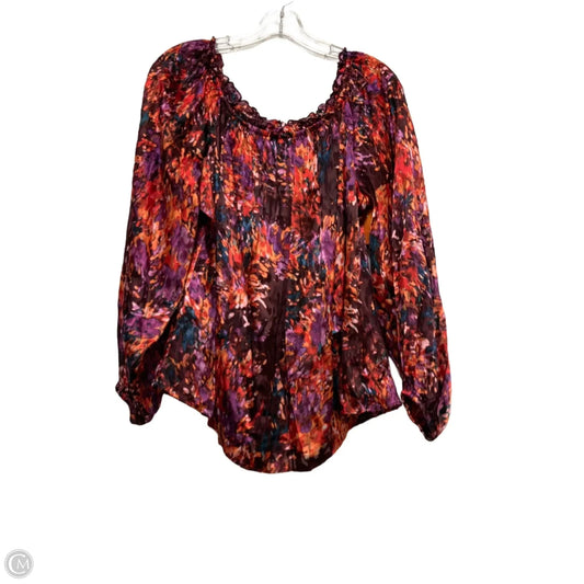 Top Long Sleeve By White House Black Market In Purple & Red, Size: L