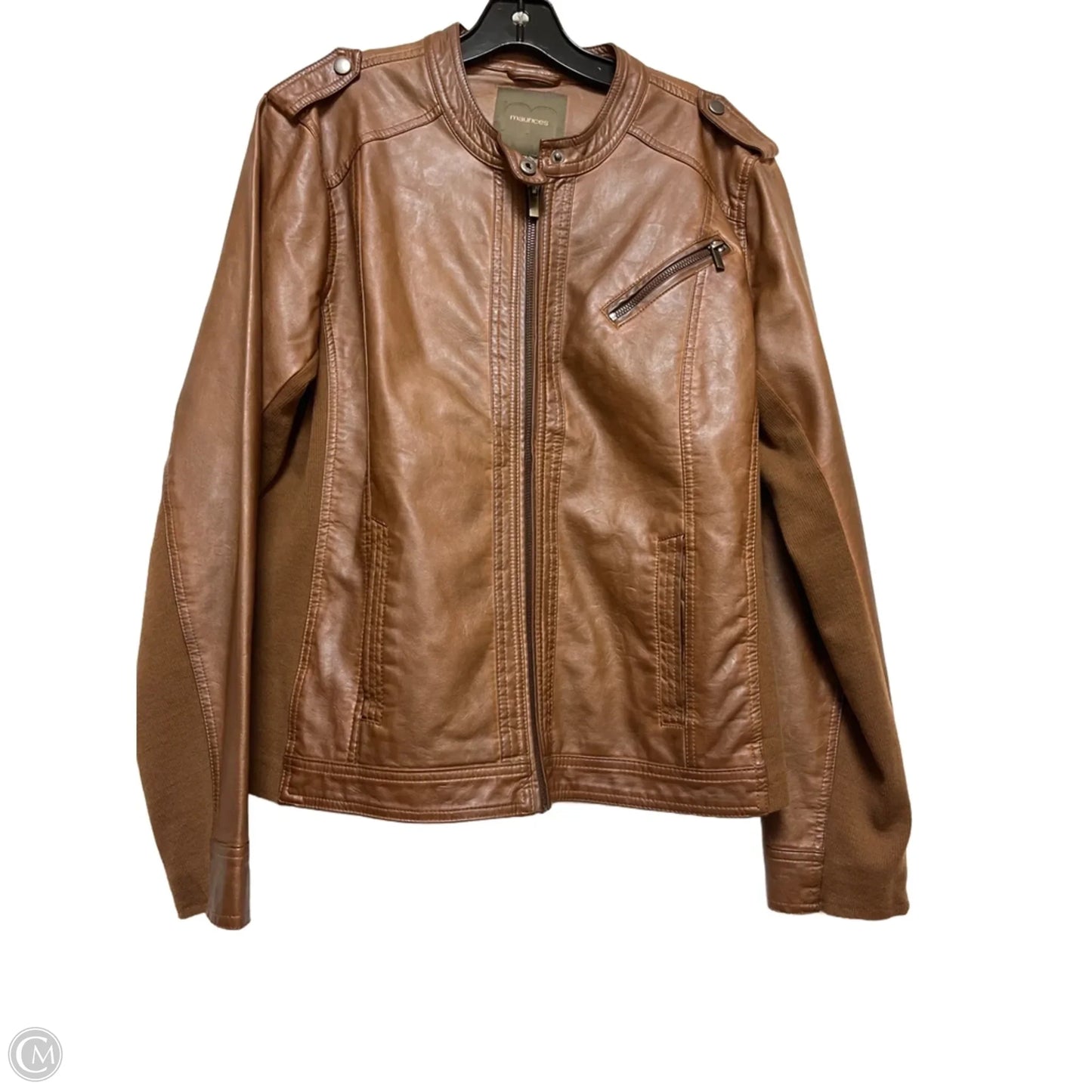 Jacket Moto By Maurices In Brown, Size: Xl