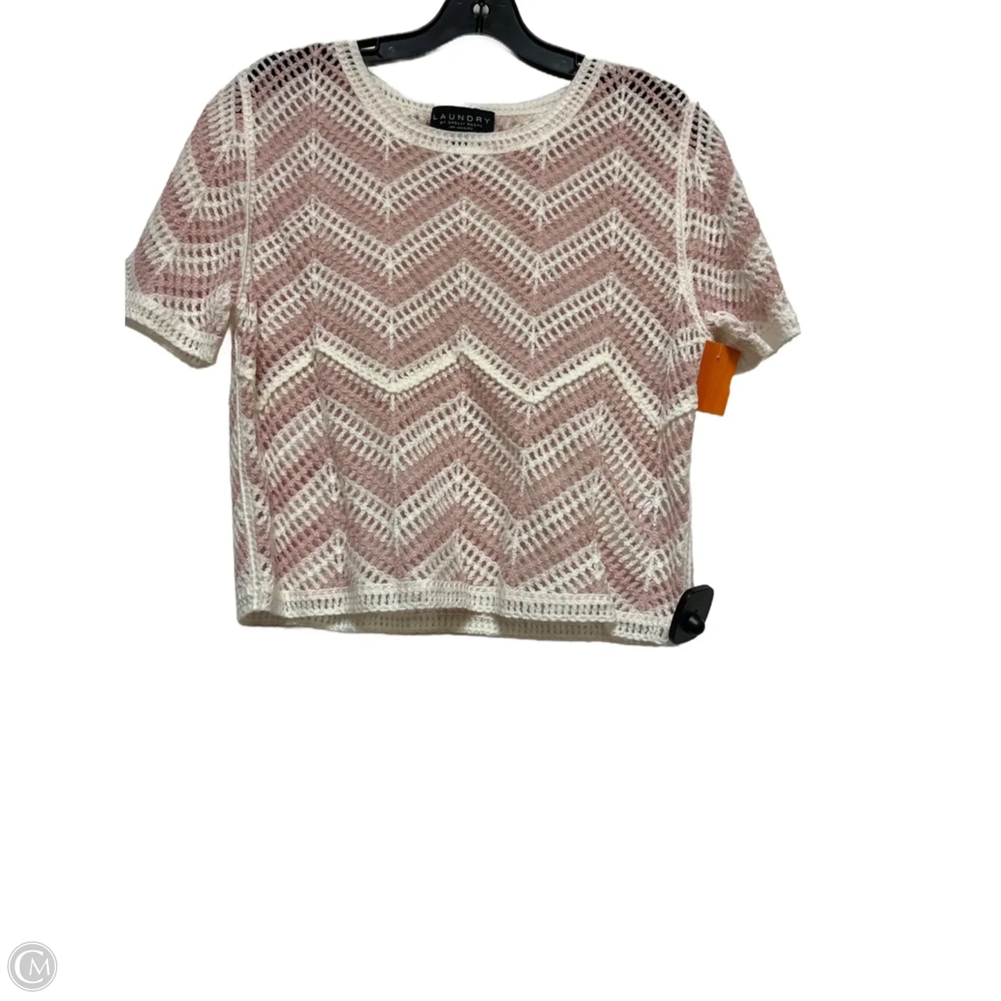 Sweater Short Sleeve By Laundry In Pink & White, Size: S