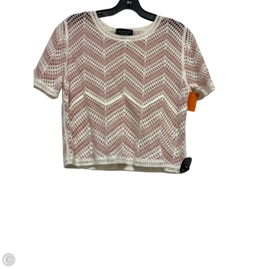 Sweater Short Sleeve By Laundry In Pink & White, Size: S