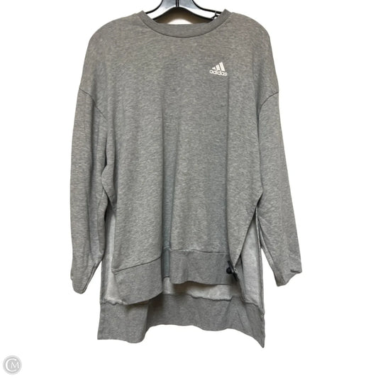 Athletic Top Long Sleeve Crewneck By Adidas In Grey & White, Size: S