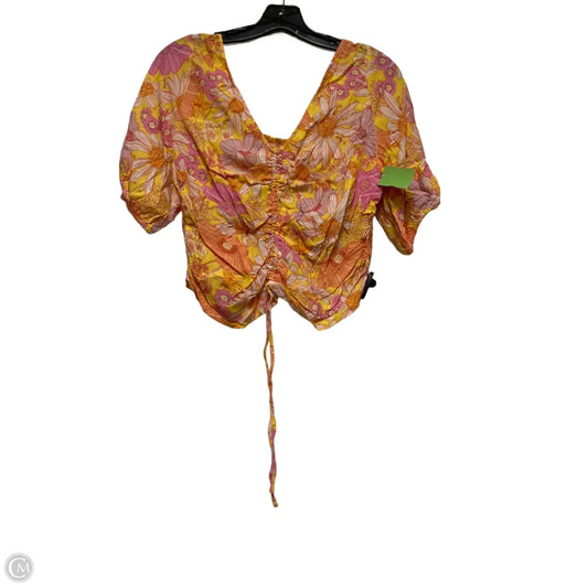 Top Short Sleeve By H&m In Floral Print, Size: L