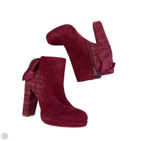 Boots Ankle Heels By Copper Key In Maroon, Size: 7