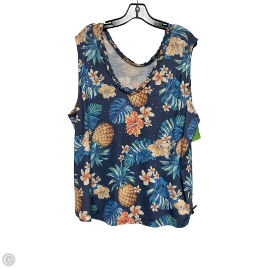 Top Sleeveless By Onque In Tropical Print, Size: 2x