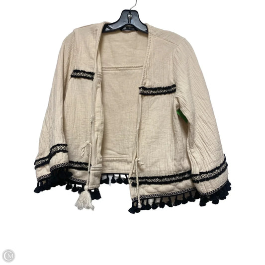 Top Long Sleeve By Zara In Black & Cream, Size: M