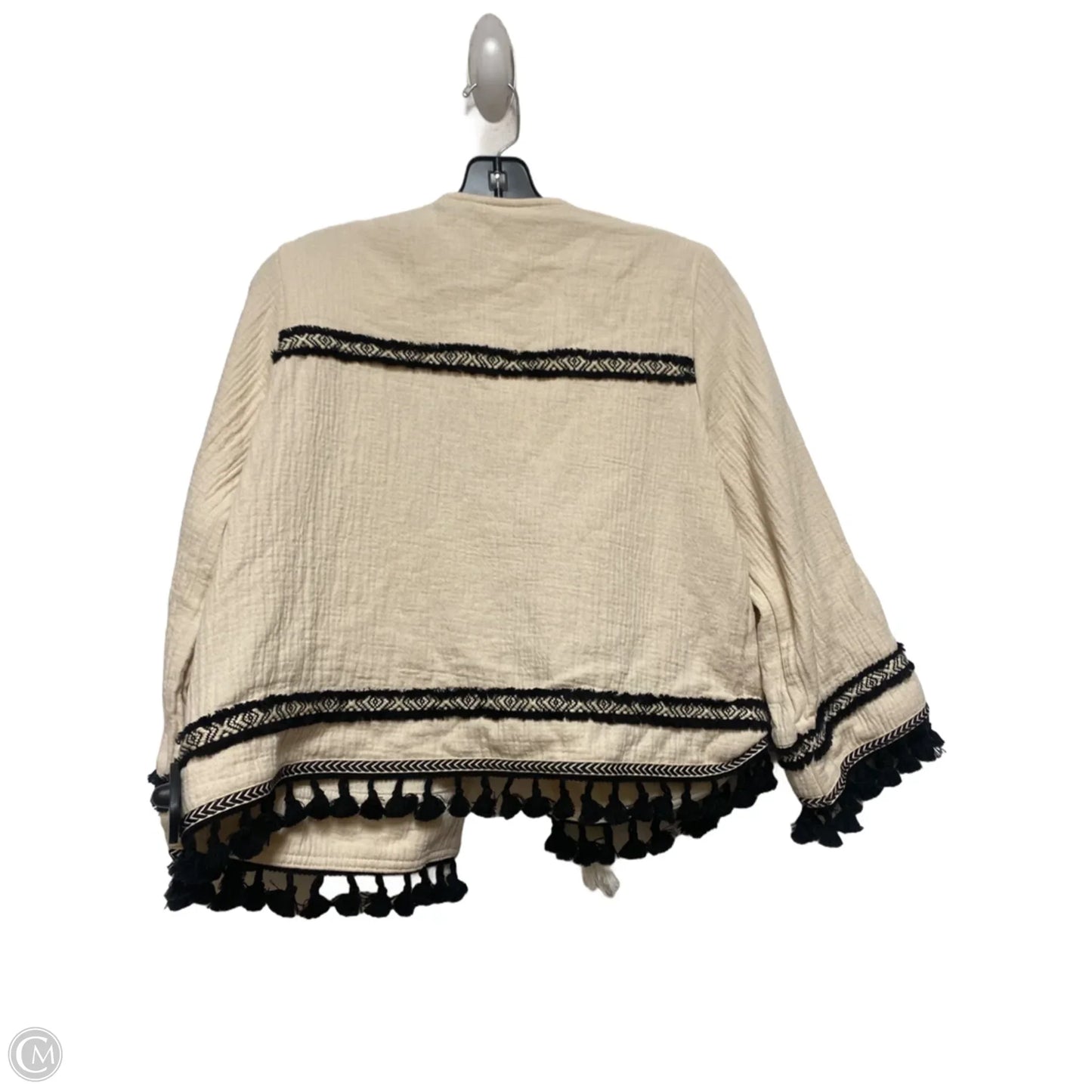 Top Long Sleeve By Zara In Black & Cream, Size: M