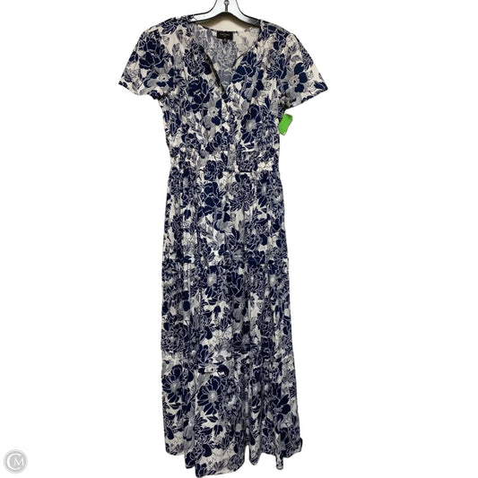 Dress Casual Maxi By Tahari In Blue & White, Size: M