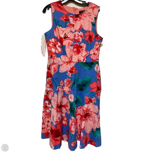 Dress Casual Midi By Tahari In Blue & Pink, Size: L