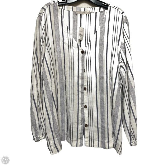 Top Long Sleeve By Loft In Striped Pattern, Size: Xxl