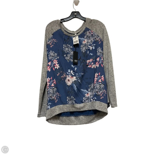 Top Long Sleeve By Kut In Blue & Grey, Size: L