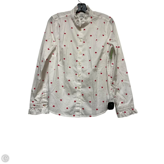 Top Long Sleeve By J. Crew In Red & White, Size: M