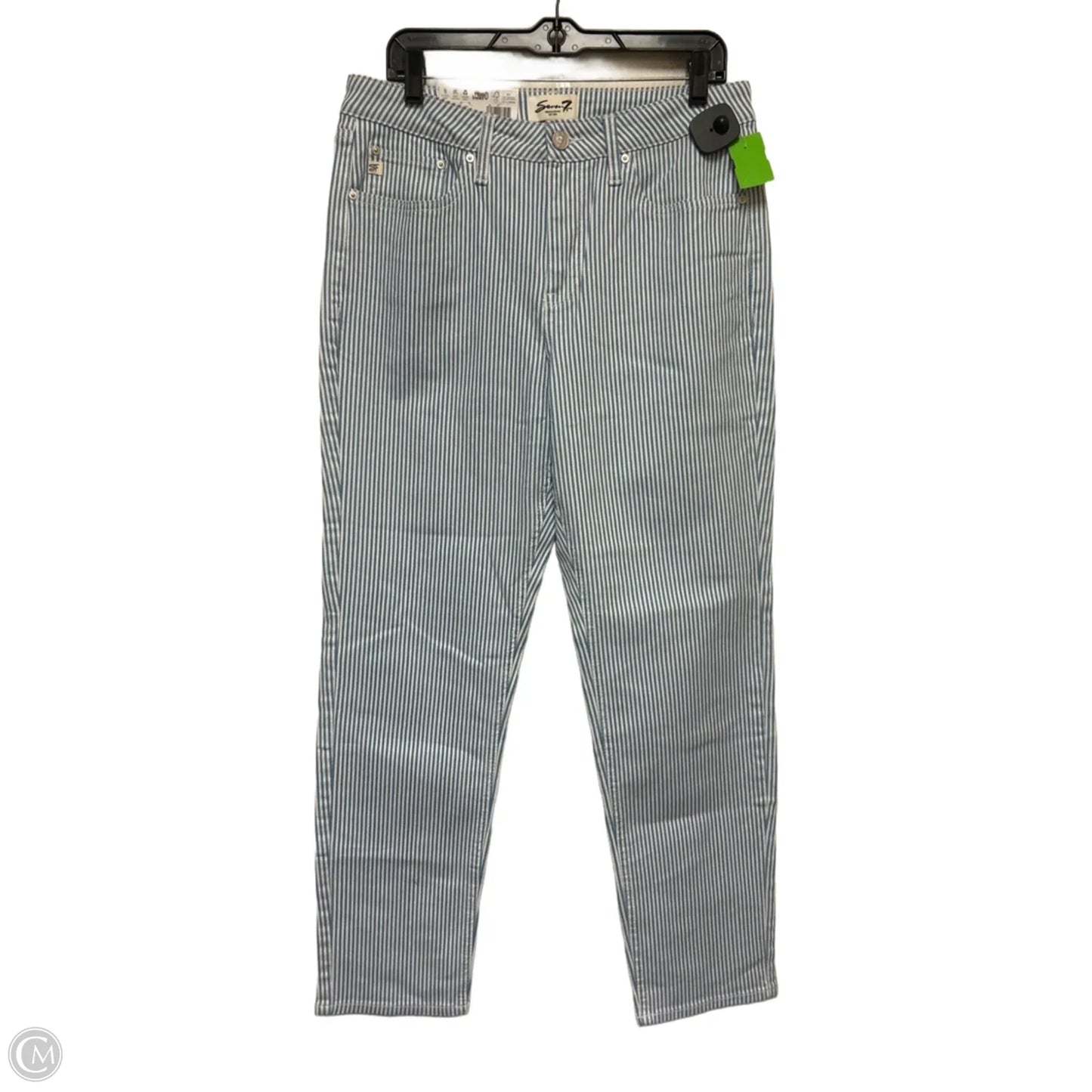 Jeans Straight By Seven 7 In Striped Pattern, Size: 8