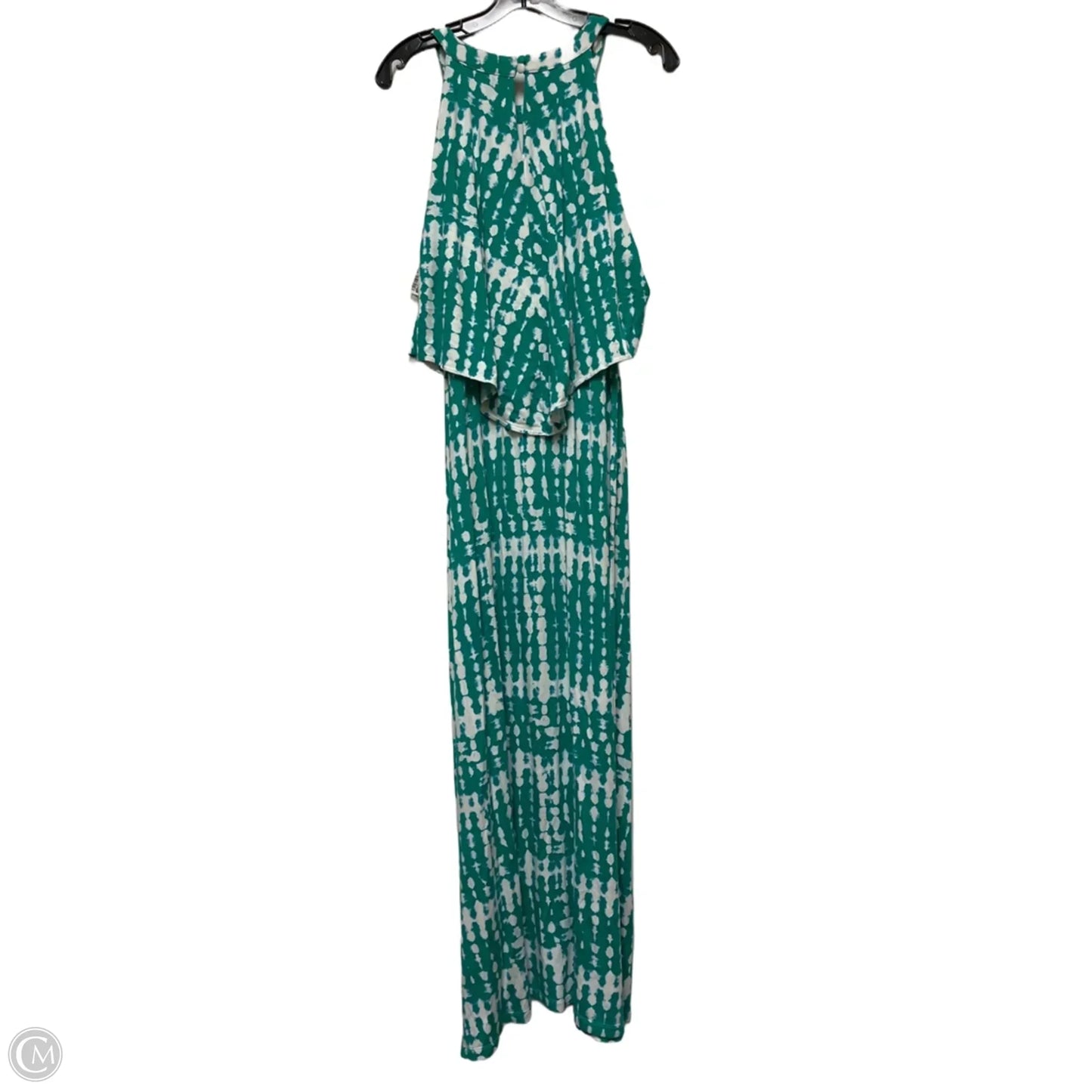 Dress Casual Maxi By Chicos In Green & White, Size: L