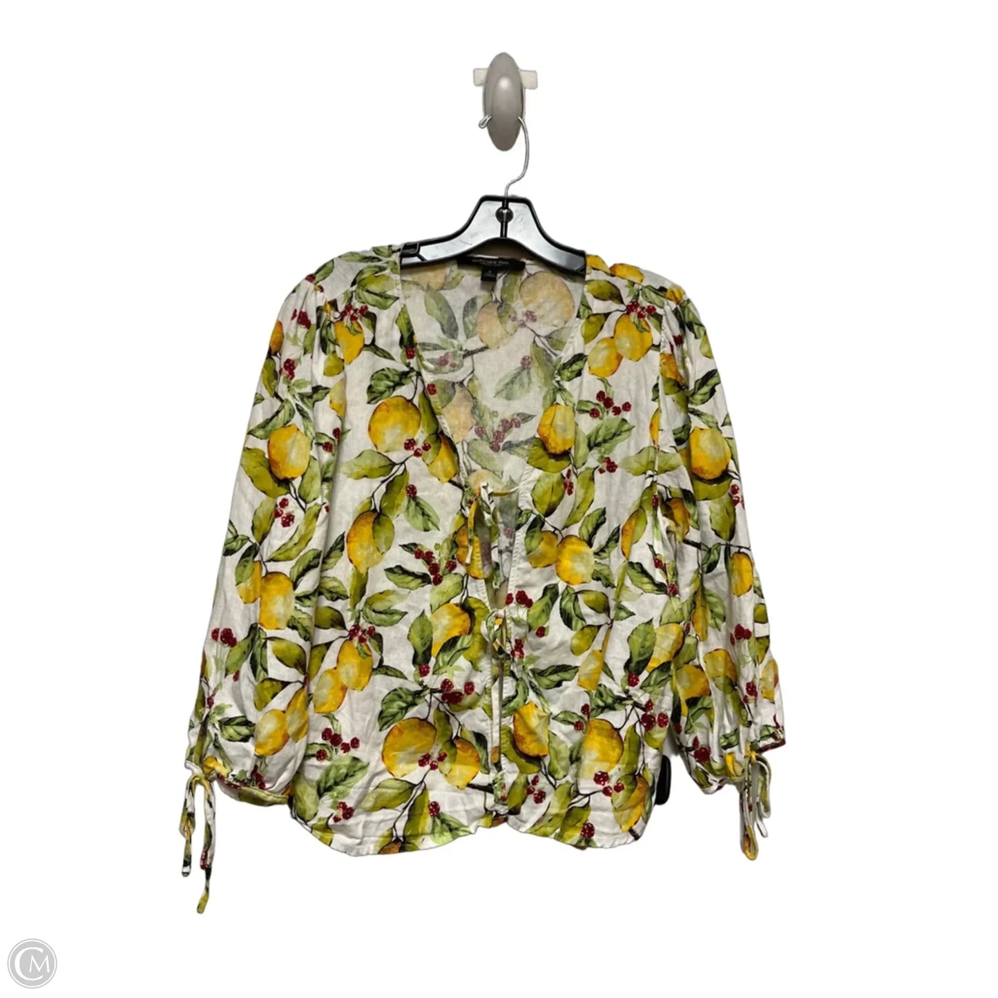 Top Short Sleeve By Marc New York In White & Yellow, Size: M