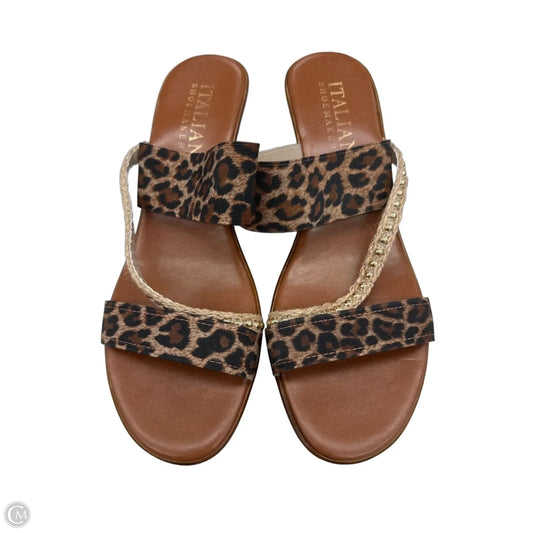 Sandals Heels Wedge By Italian Shoemakers In Animal Print, Size: 10