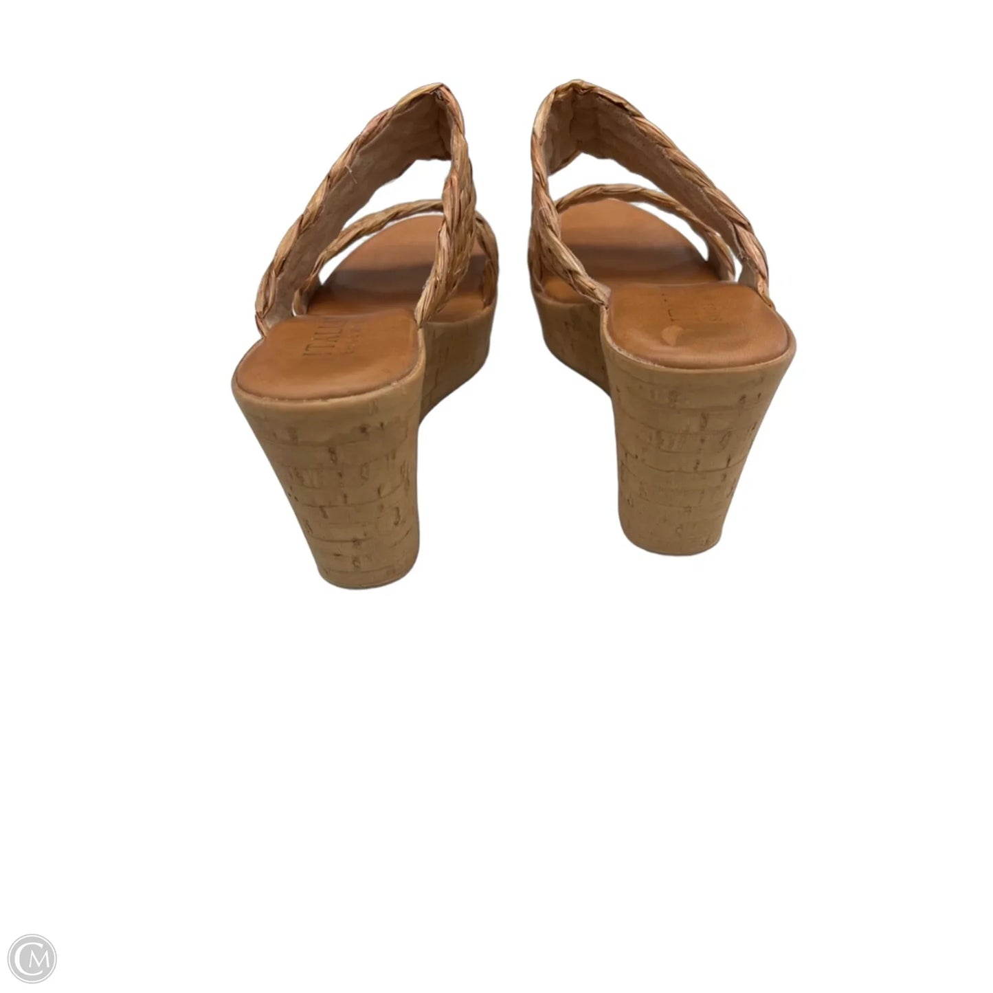Sandals Heels Wedge By Italian Shoemakers In Tan, Size: 10