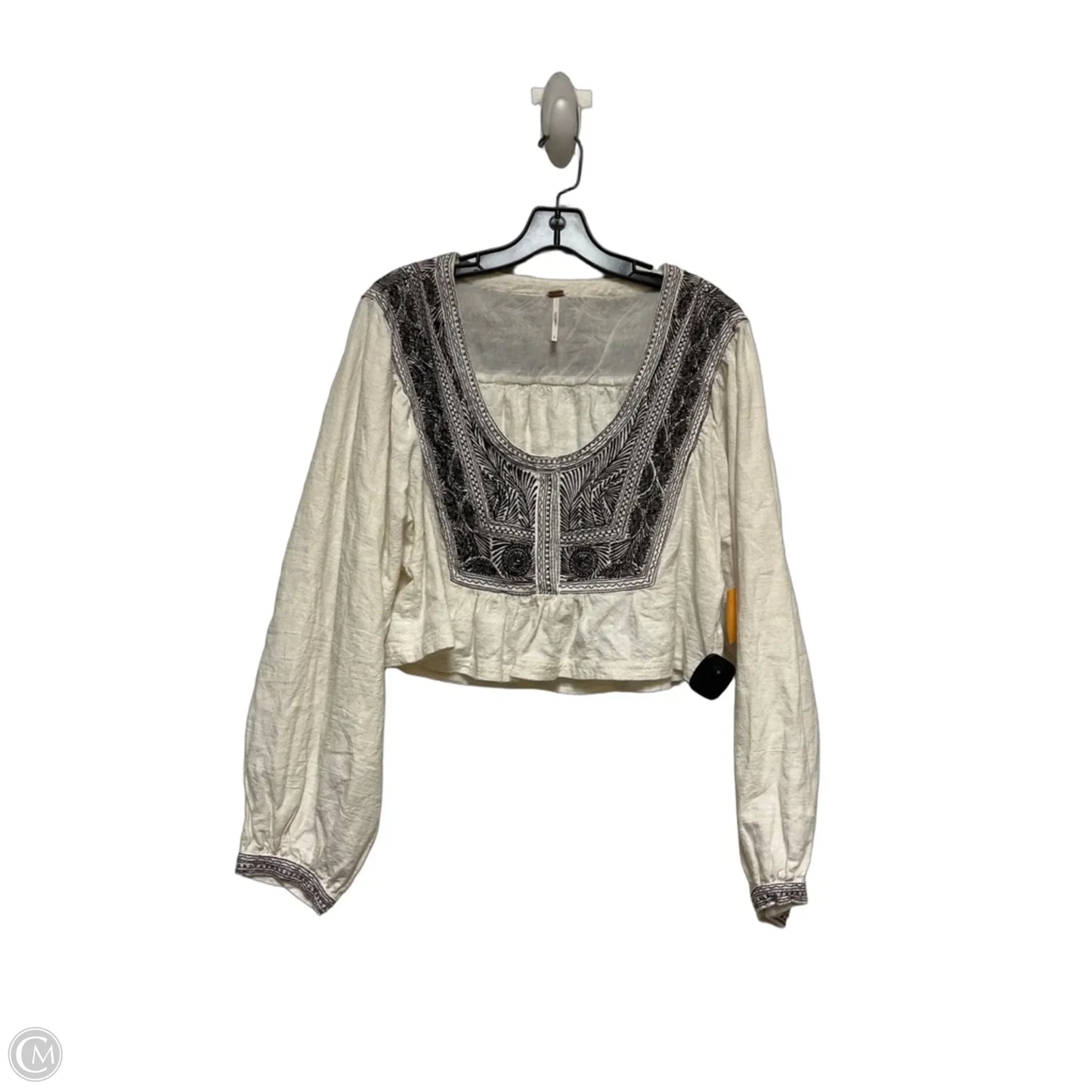 Top Long Sleeve By Free People In Brown & Cream, Size: S