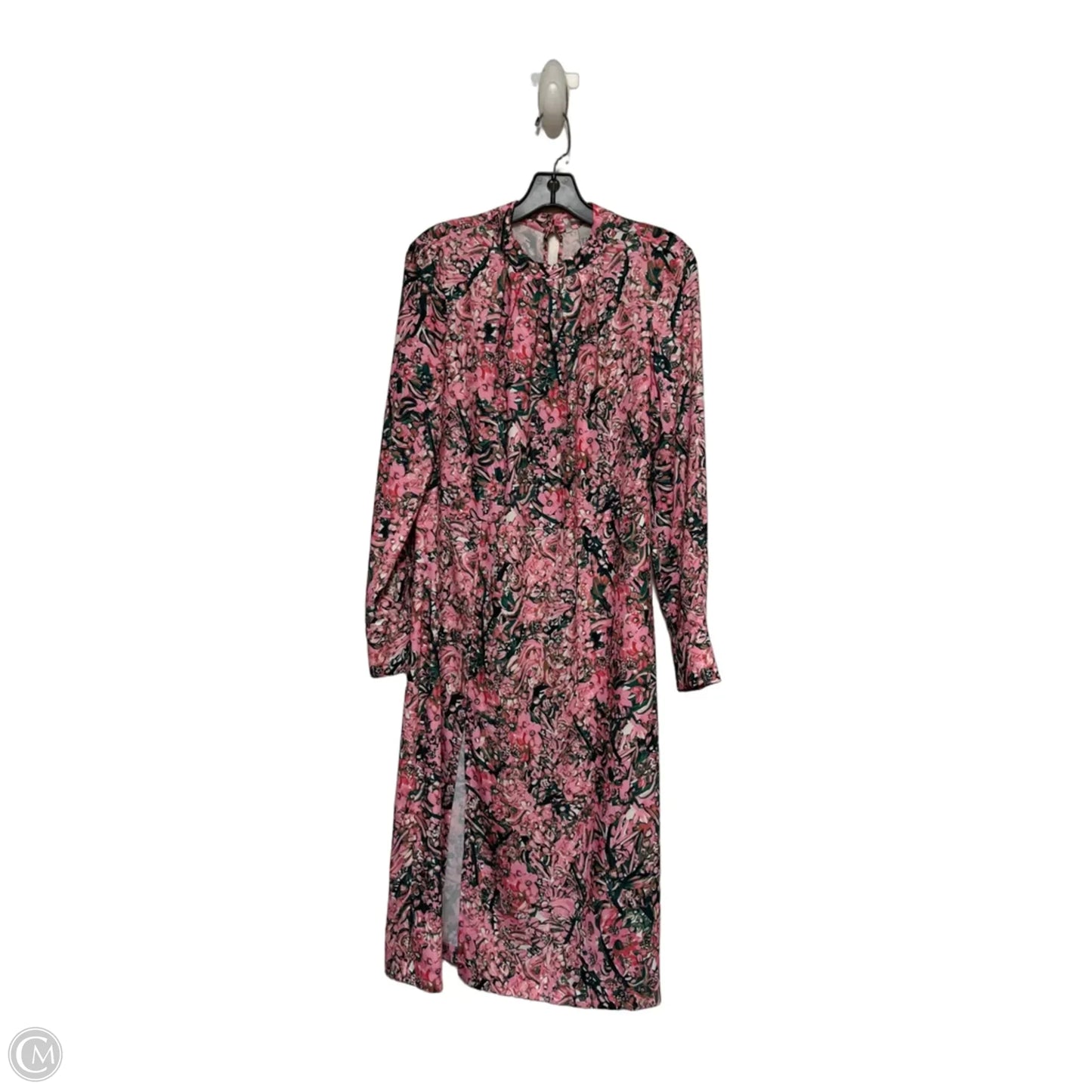 Dress Casual Midi By H&m In Green & Pink, Size: M