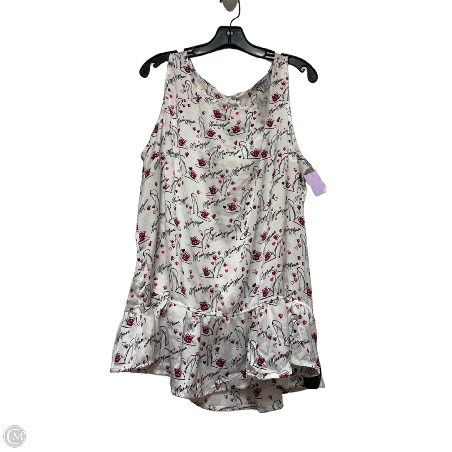 Top Sleeveless By Disney Store In Pink & White, Size: Xxl