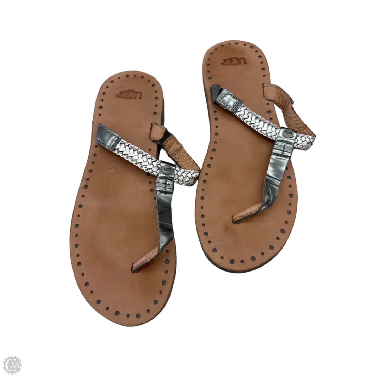 Sandals Designer By Ugg In Brown & Silver, Size: 7