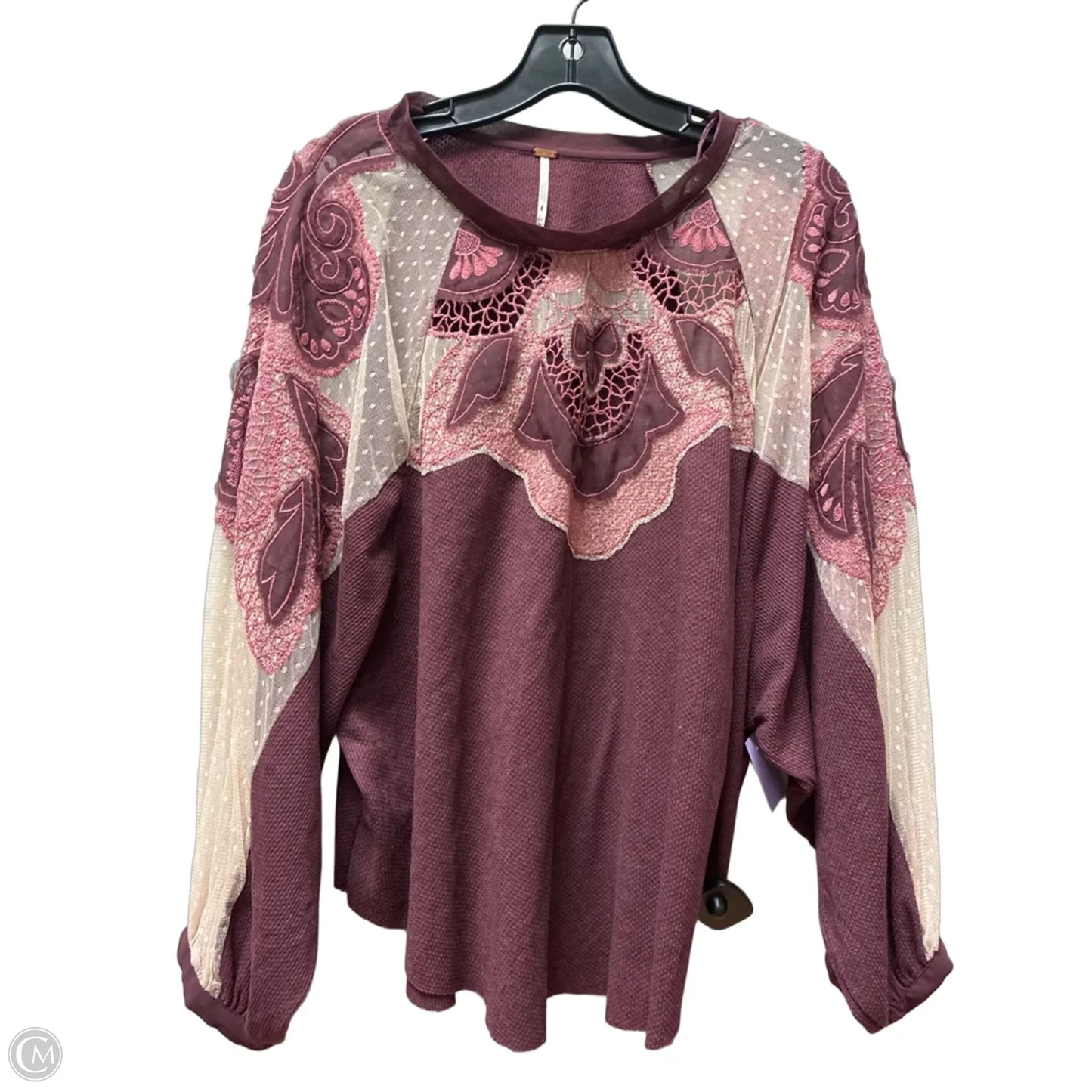 Top Long Sleeve By Free People In Purple & Tan, Size: M