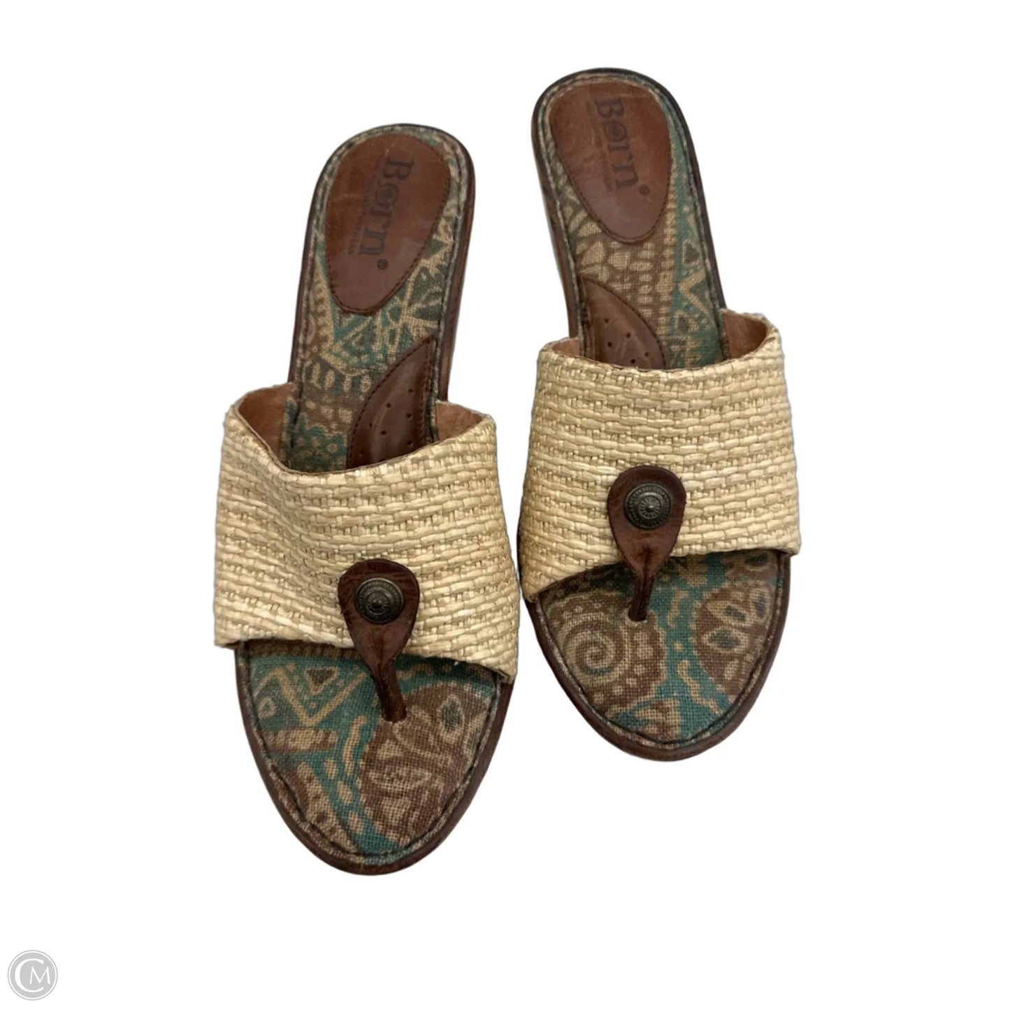 Sandals Heels Wedge By Born In Blue & Brown, Size: 9