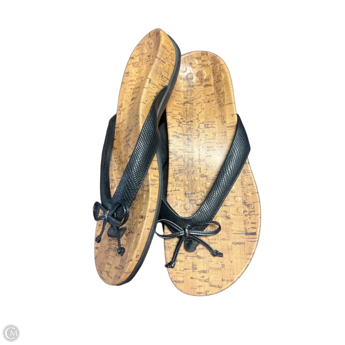 Sandals Flats By Vionic In Black & Tan, Size: 8