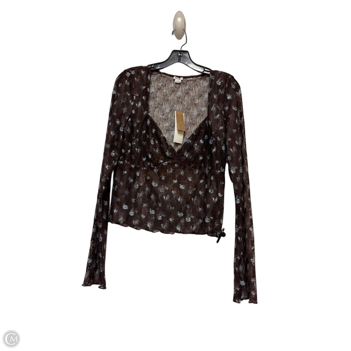 Top Long Sleeve By Kimichi Blue In Blue & Brown, Size: Xl