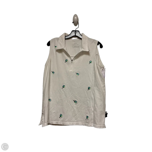 Top Sleeveless By Talbots In Green & White, Size: L