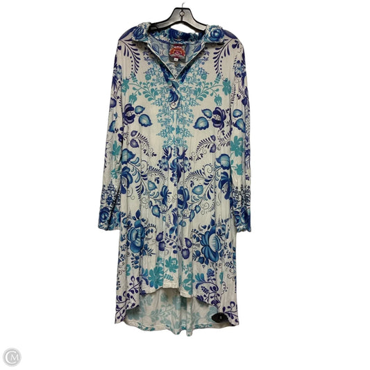 Dress Casual Short By Johnny Was In Blue & White, Size: L