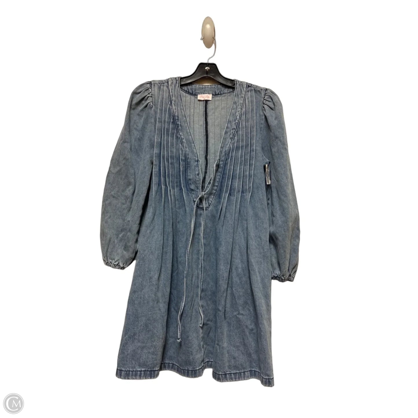 Dress Casual Short By Pink Lily In Blue Denim, Size: M