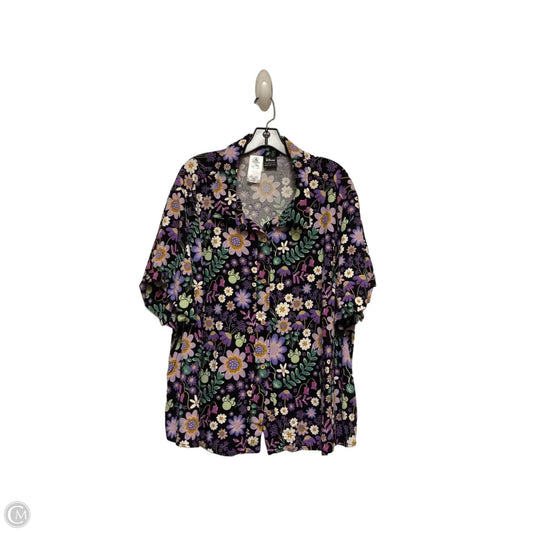 Top Short Sleeve By Disney Store In Floral Print, Size: 3x