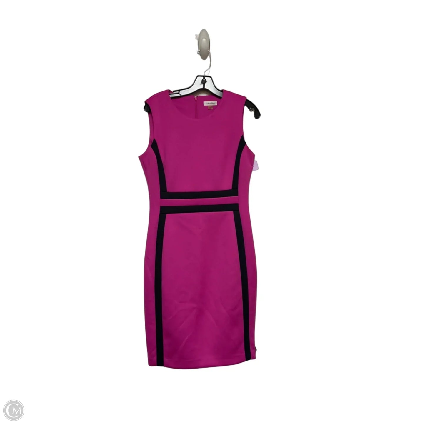 Dress Casual Midi By Calvin Klein In Black & Pink, Size: M