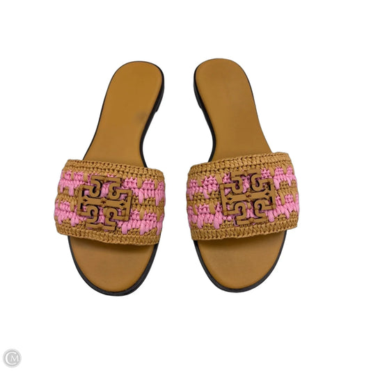 Sandals Designer By Tory Burch In Pink & Tan, Size: 9.5
