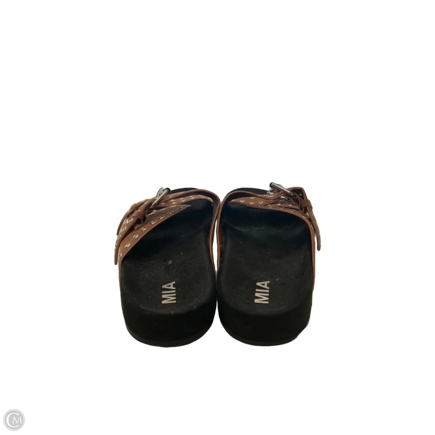 Sandals Flats By Mia In Black & Brown, Size: 11