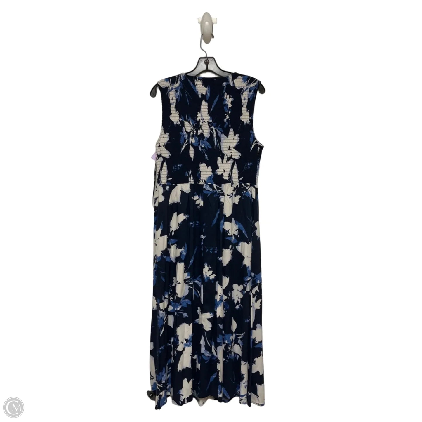 Dress Casual Maxi By Calvin Klein In Blue & White, Size: M