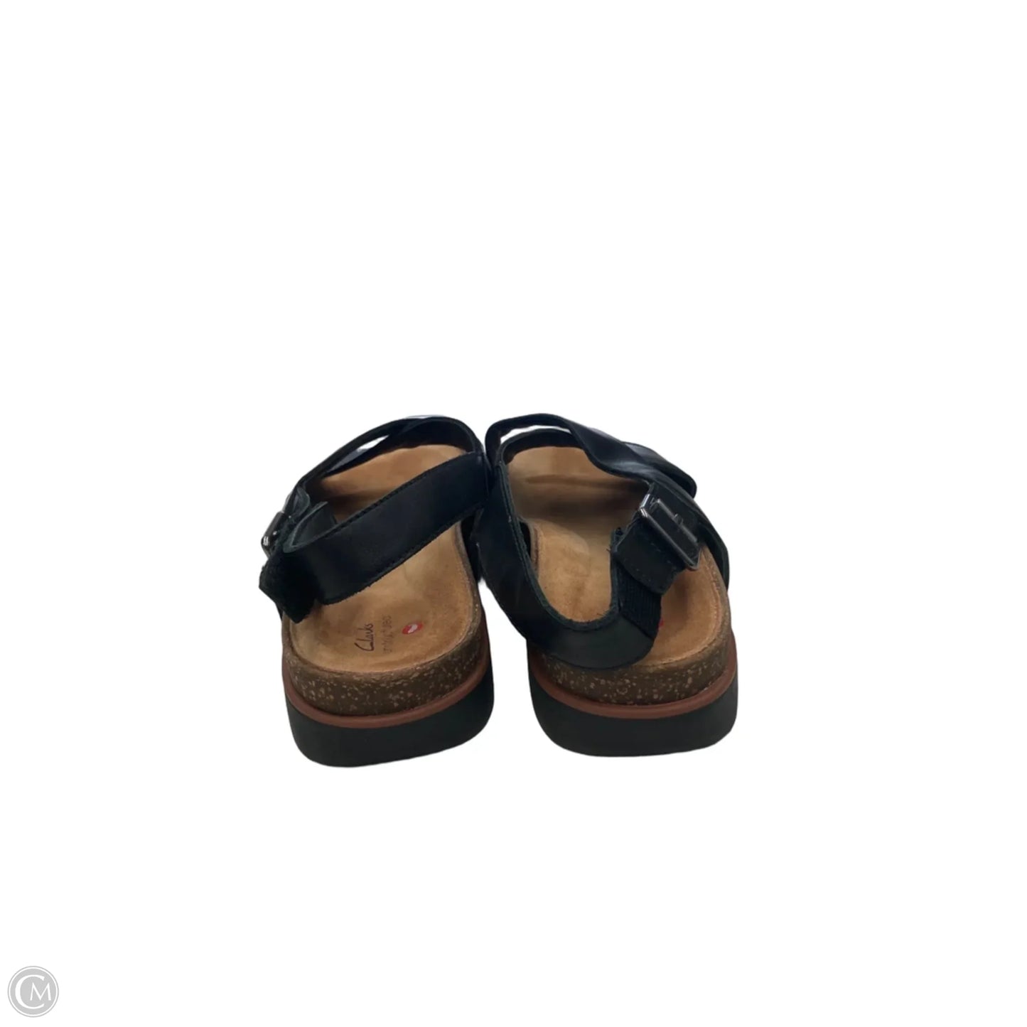Sandals Flats By Clarks In Black & Tan, Size: 10.5