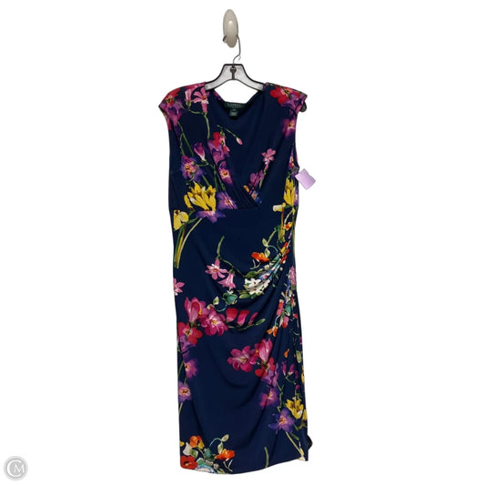 Dress Casual Midi By Lauren By Ralph Lauren In Floral Print, Size: L