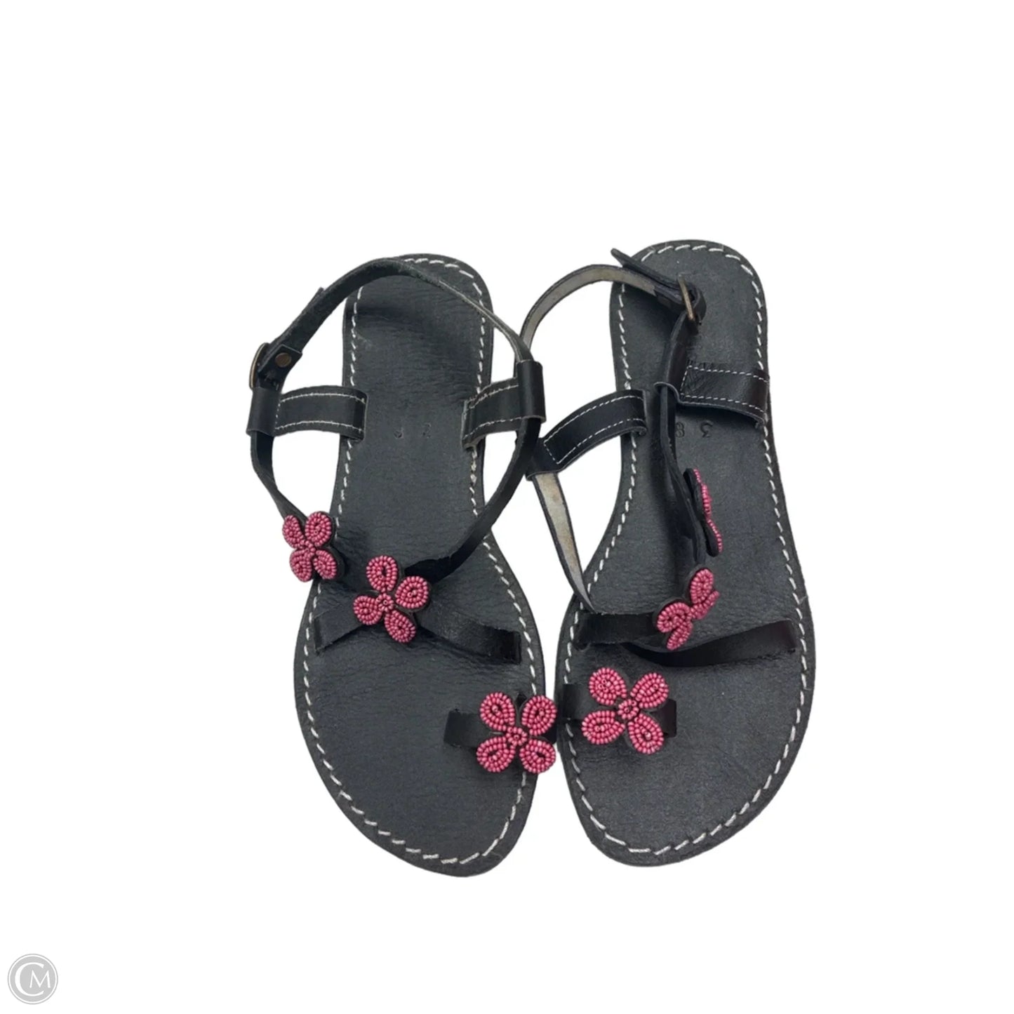 Sandals Flats By Clothes Mentor In Black & Pink, Size: 8