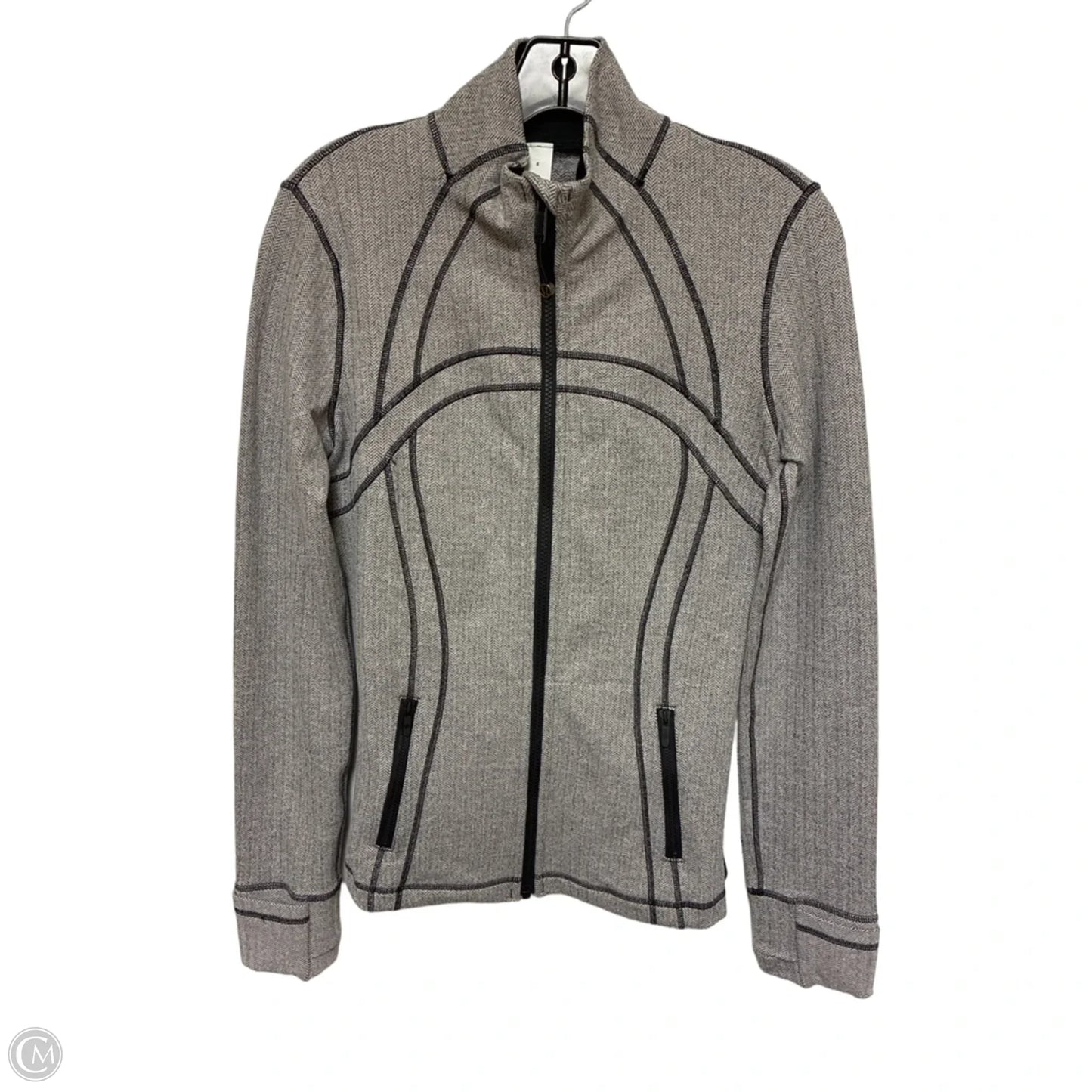 Athletic Jacket By Lululemon In Black & Grey, Size: 8
