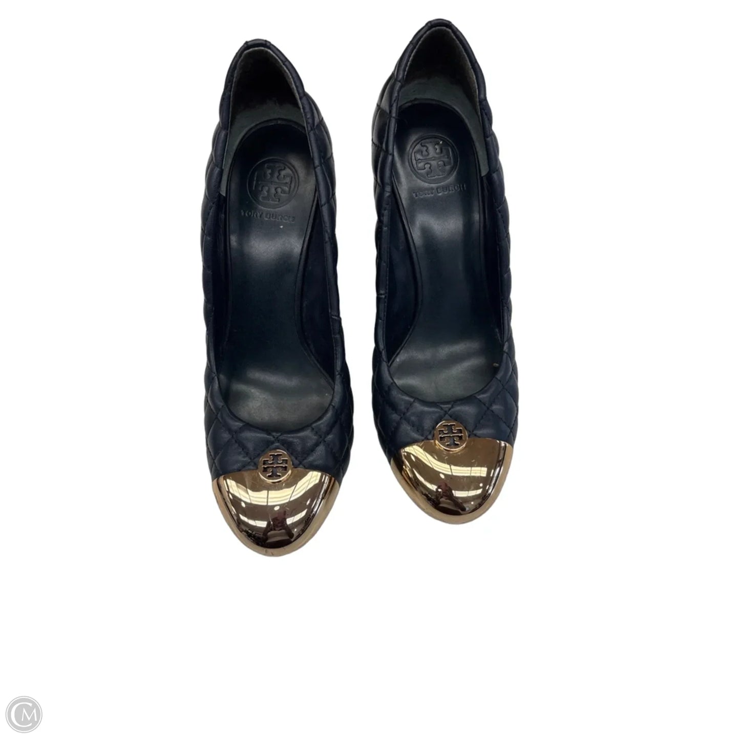 Shoes Designer By Tory Burch In Blue & Gold, Size: 10