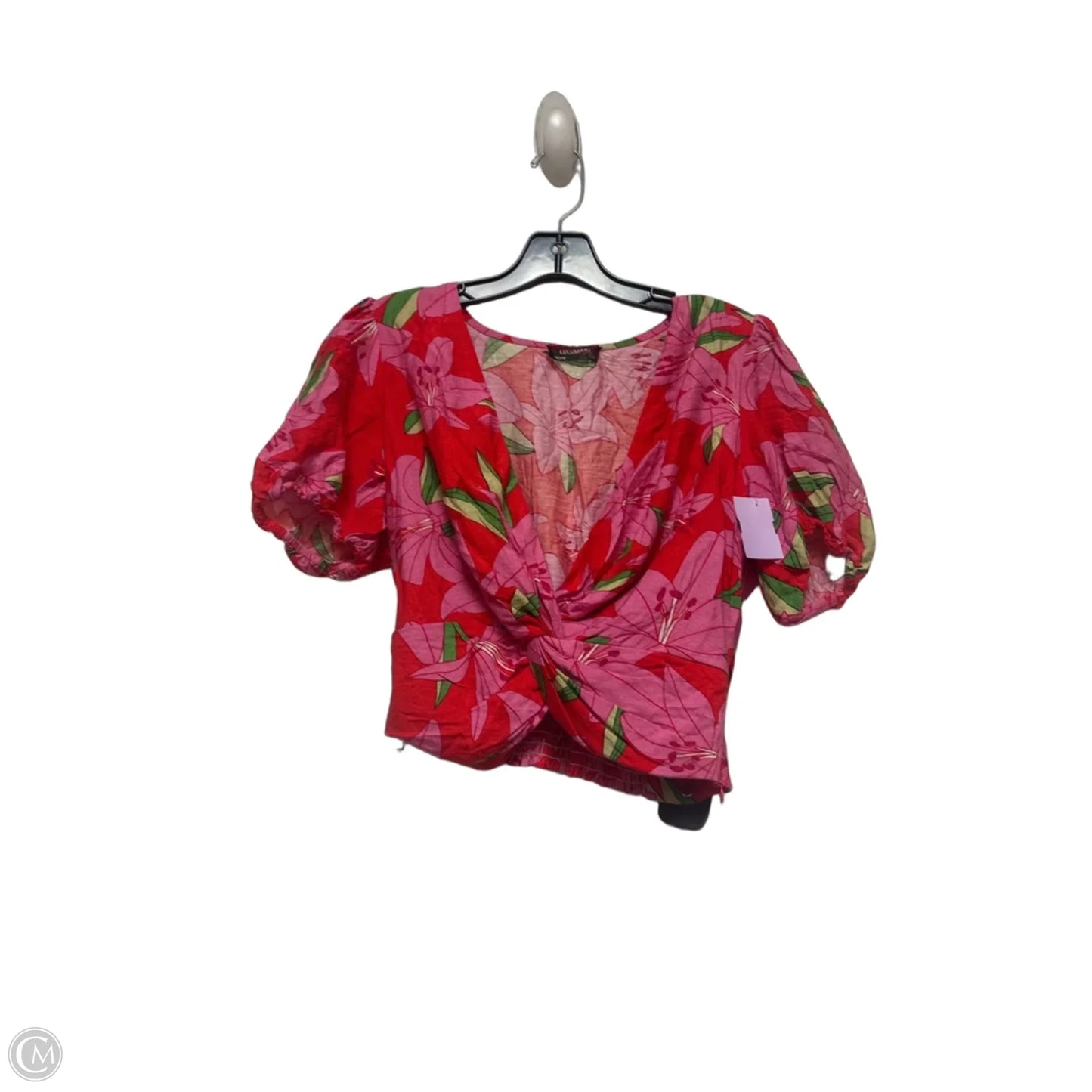 Top Short Sleeve By Lulumari In Pink & Red, Size: S