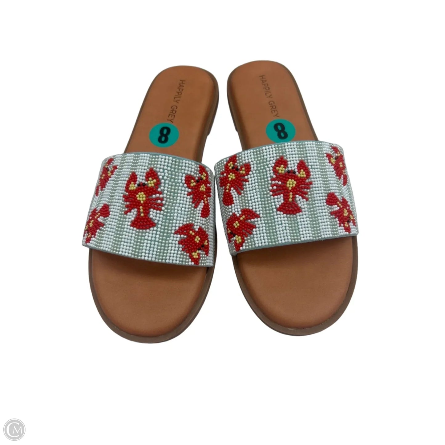 Sandals Flats By Happily Grey In Green & Red, Size: 8
