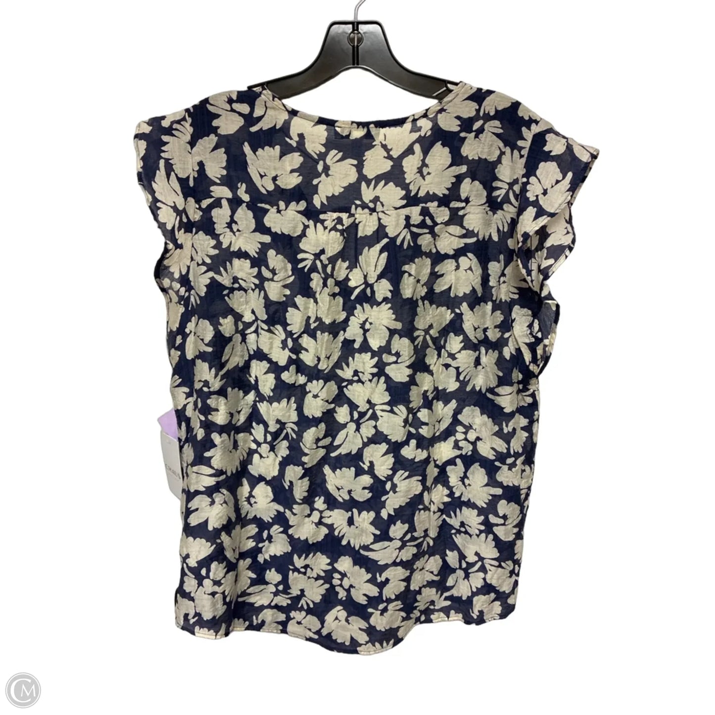 Top Short Sleeve By Chaus In Blue & White, Size: L