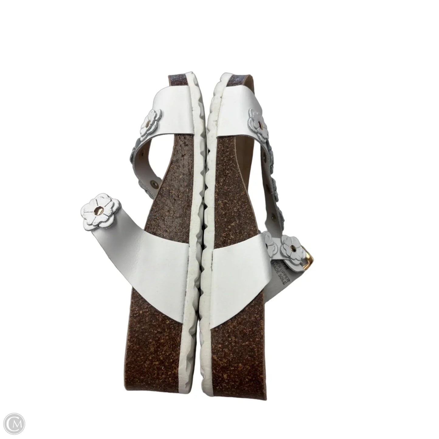 Sandals Flats By Clothes Mentor In Tan & White, Size: 9