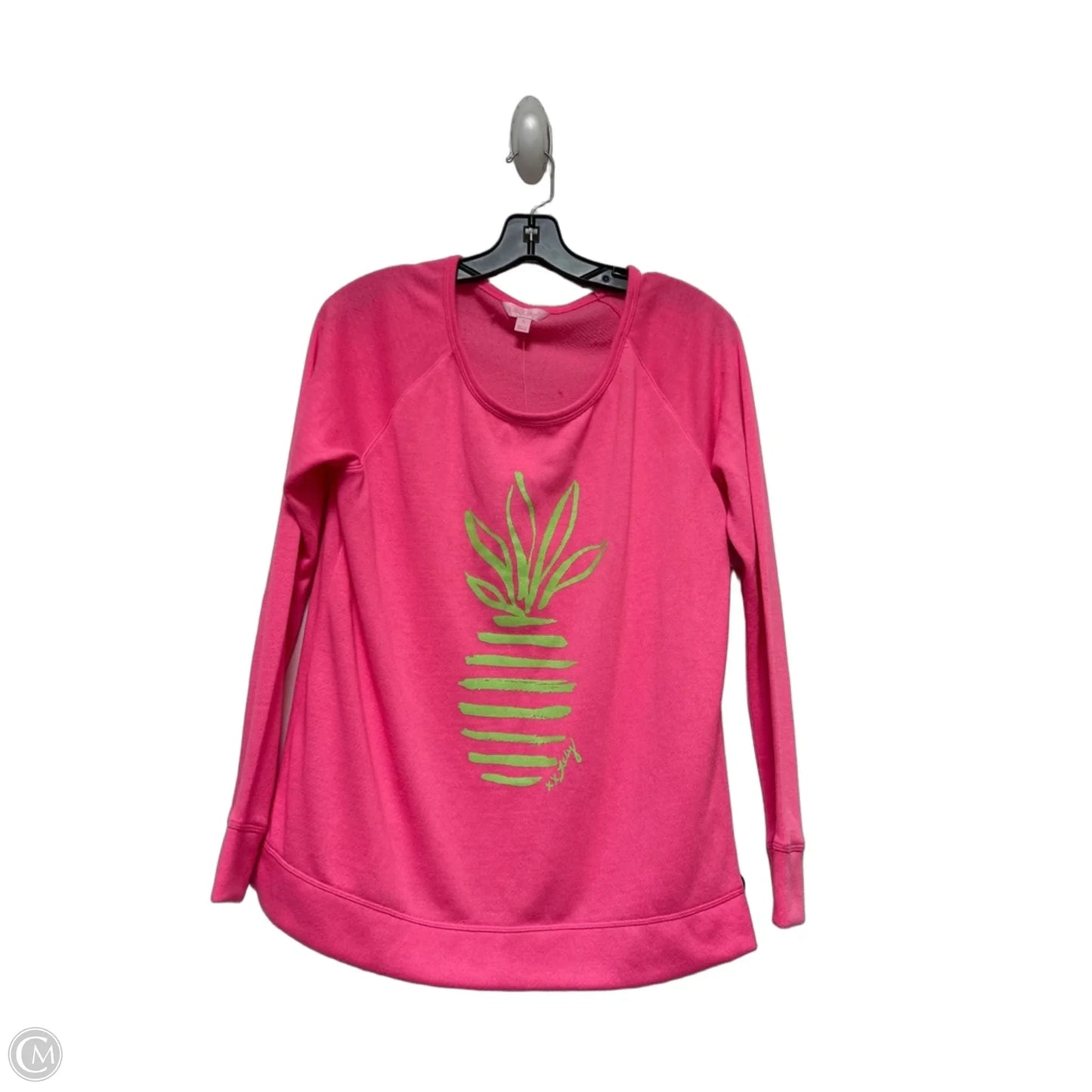Top Long Sleeve Designer By Lilly Pulitzer In Green & Pink, Size: S